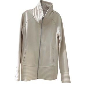 Lululemon Athletica Cream Zip Jacket Size 10 High Neck Scuba Style Women’s EUC